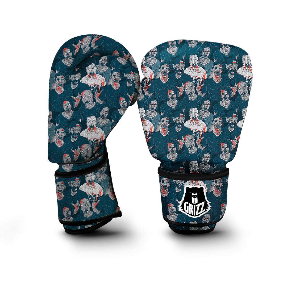 Zombie Halloween Pattern Print Boxing Gloves-grizzshop