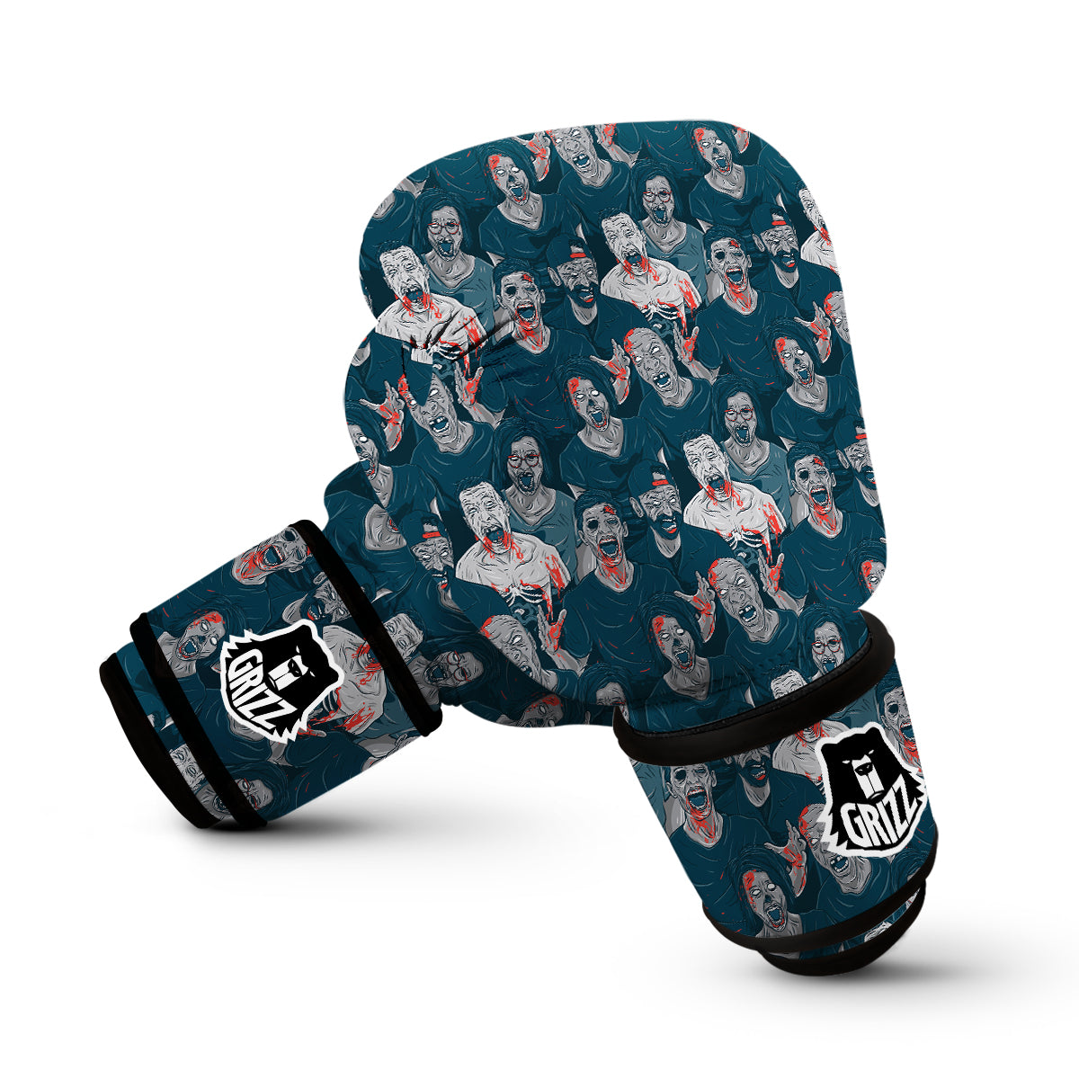 Zombie Halloween Pattern Print Boxing Gloves-grizzshop