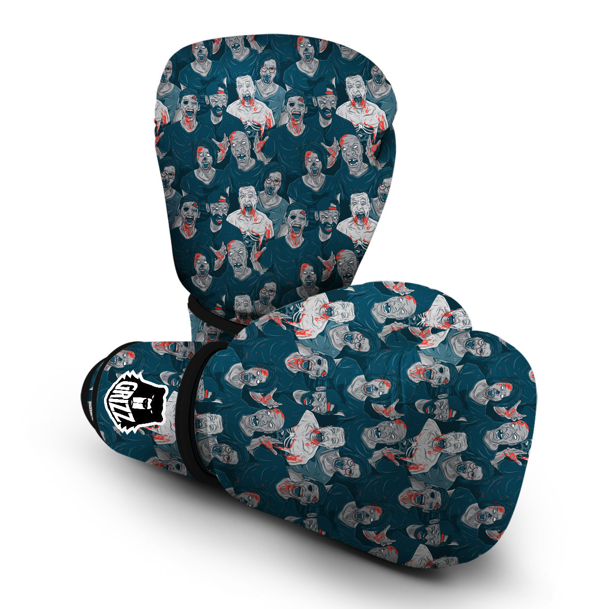 Zombie Halloween Pattern Print Boxing Gloves-grizzshop