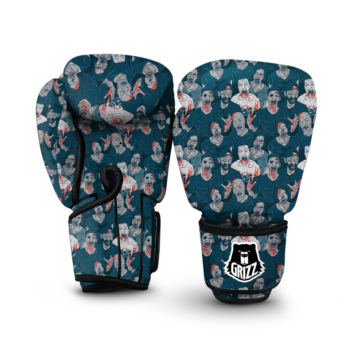 Zombie Halloween Pattern Print Boxing Gloves-grizzshop