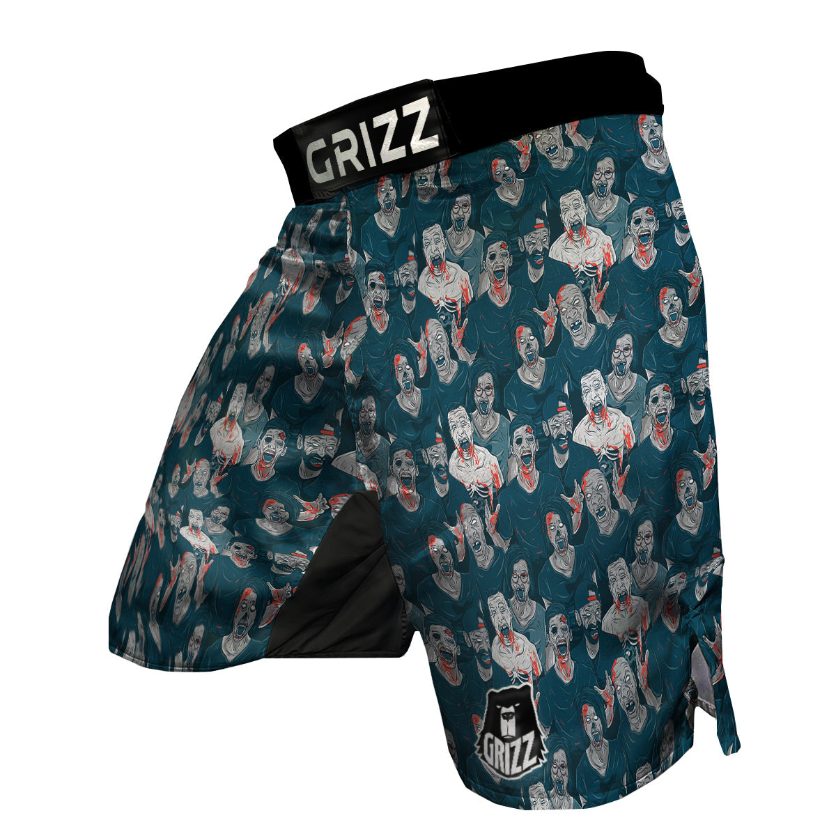 Zombie Halloween Pattern Print MMA Shorts-grizzshop