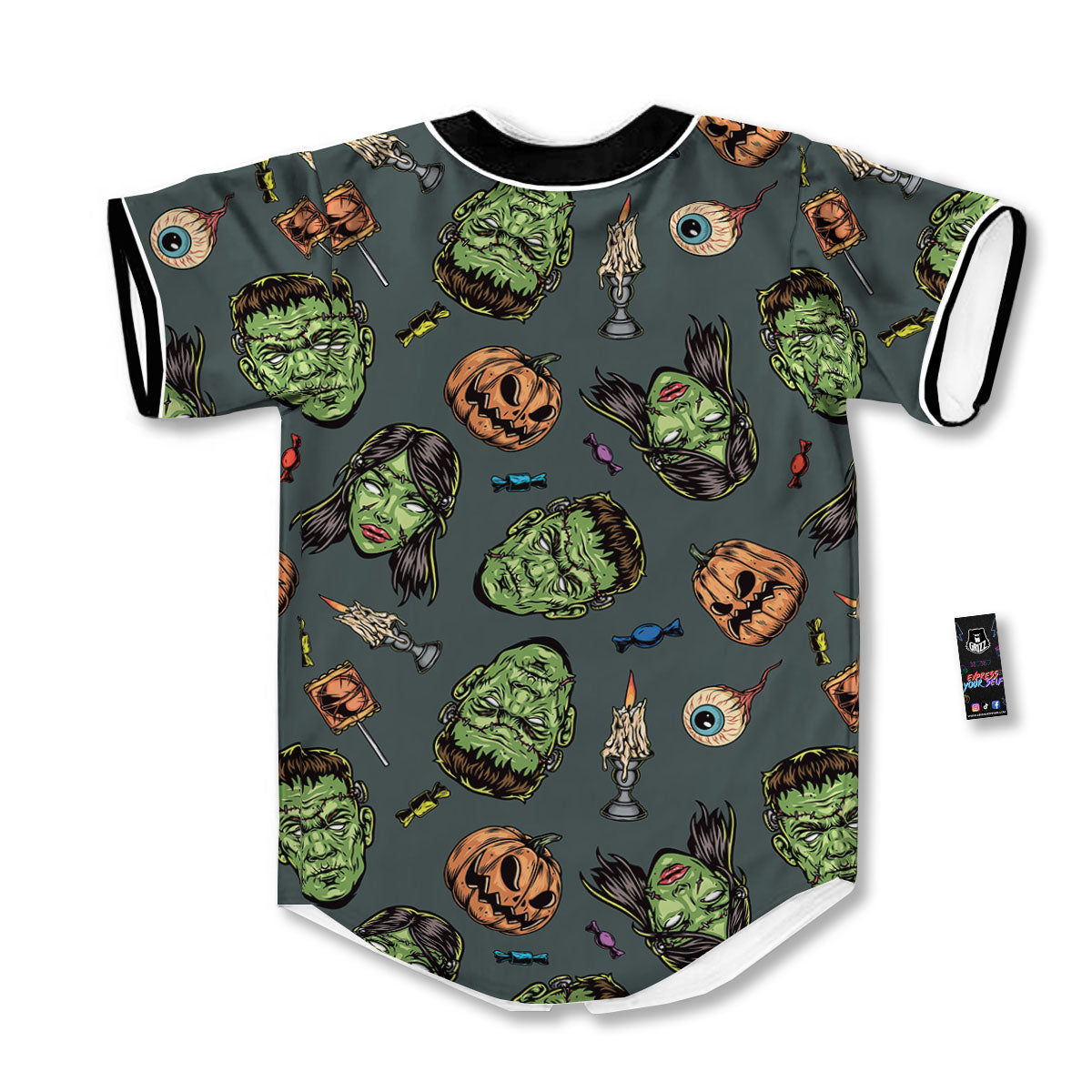 Zombie Halloween Print Pattern Baseball Jersey-grizzshop