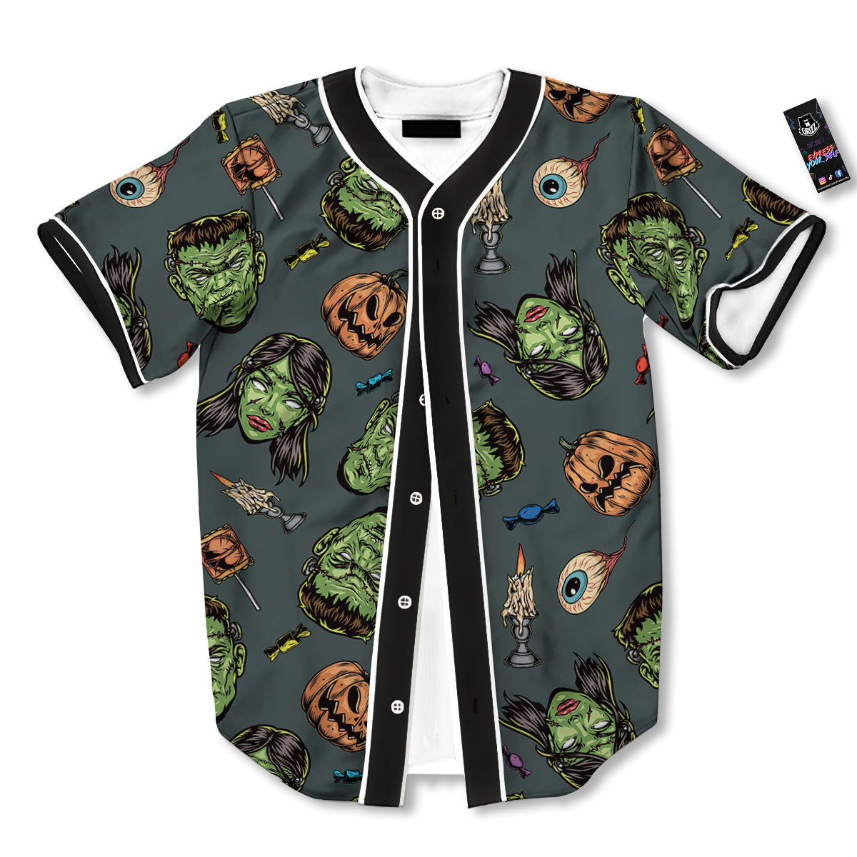 Zombie Halloween Print Pattern Baseball Jersey-grizzshop