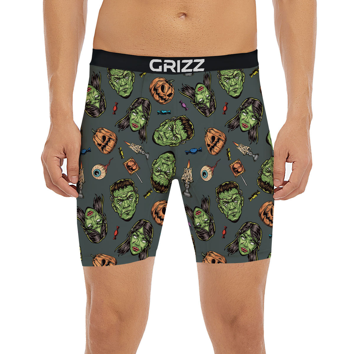 Zombie Halloween Print Pattern Boxer Briefs-grizzshop