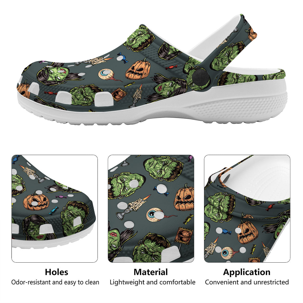 Zombie Halloween Print Pattern Clog-grizzshop