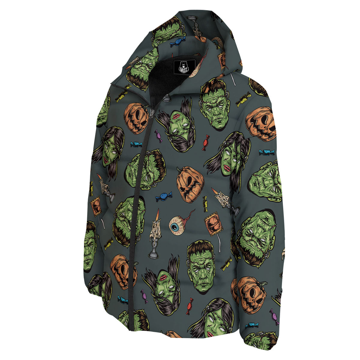 Zombie Halloween Print Pattern Down Jacket-grizzshop