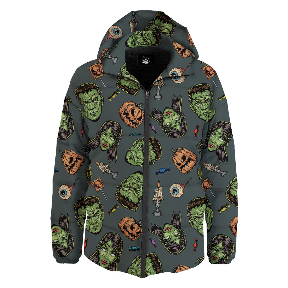Zombie Halloween Print Pattern Down Jacket-grizzshop