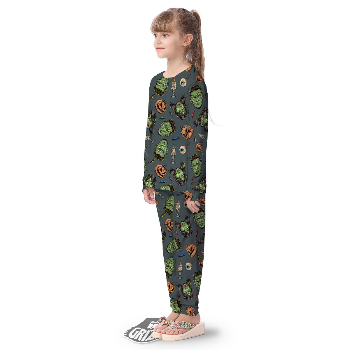 Zombie Halloween Print Pattern Kid's Pajamas-grizzshop