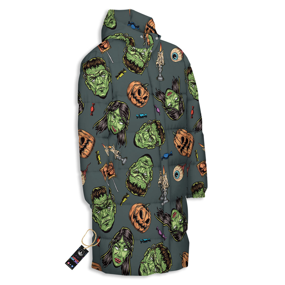 Zombie Halloween Print Pattern Long Down Jacket-grizzshop