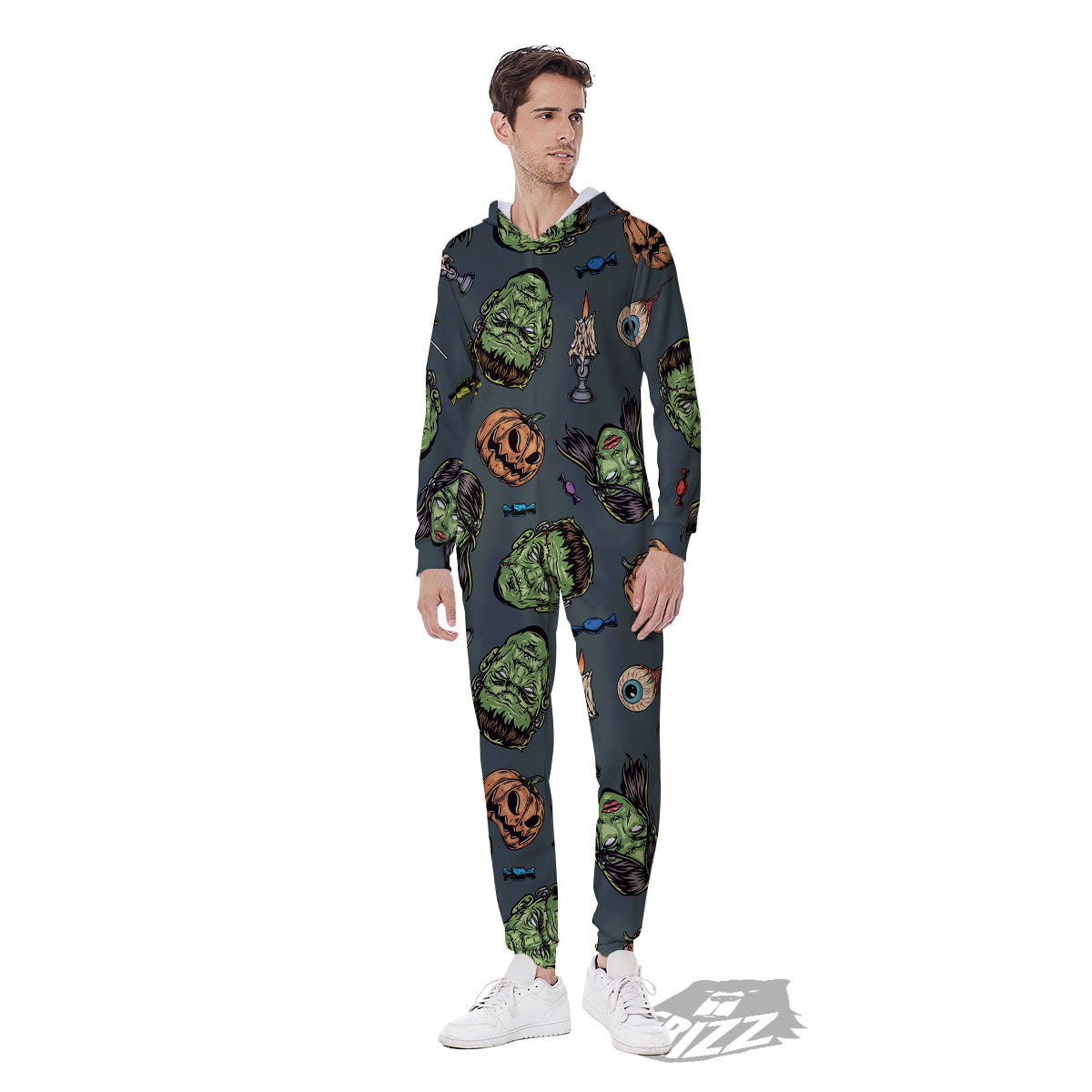 Zombie Halloween Print Pattern Men's Jumpsuit-grizzshop