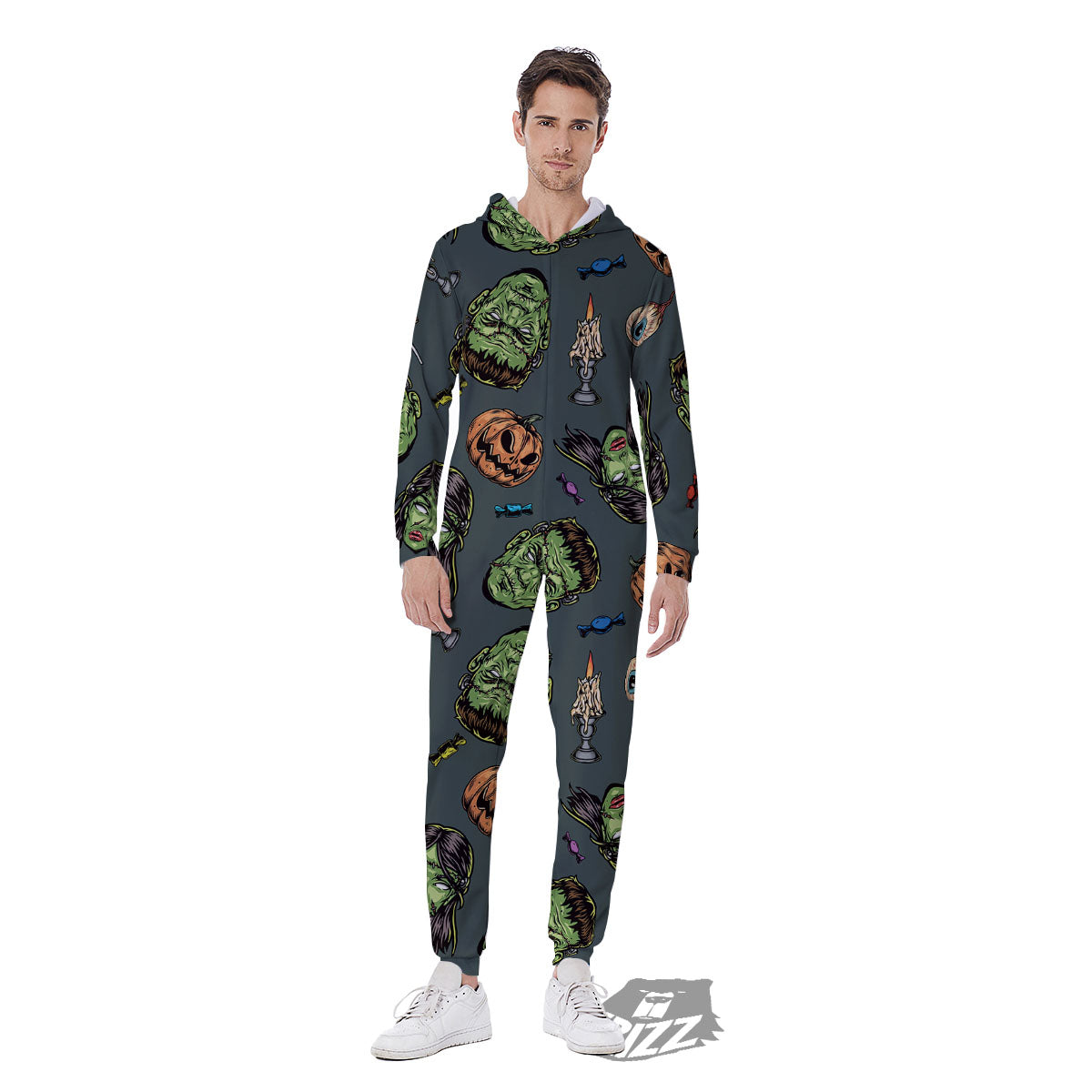 Zombie Halloween Print Pattern Men's Jumpsuit-grizzshop