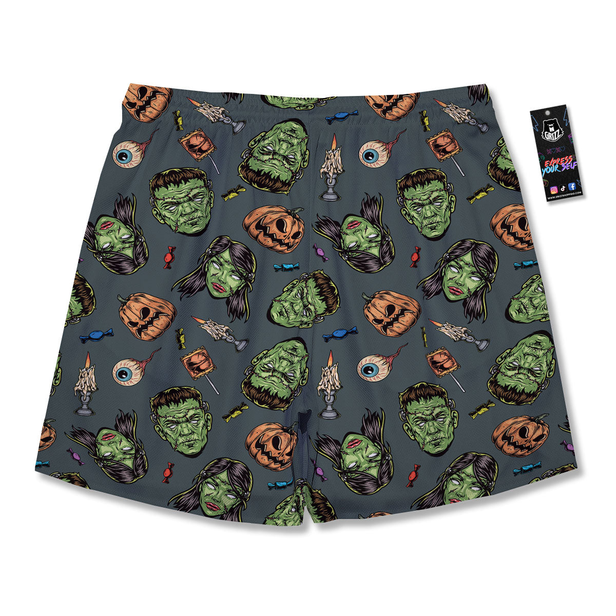 Zombie Halloween Print Pattern Men's Running Shorts-grizzshop