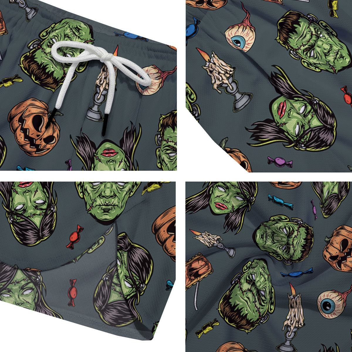 Zombie Halloween Print Pattern Men's Running Shorts-grizzshop