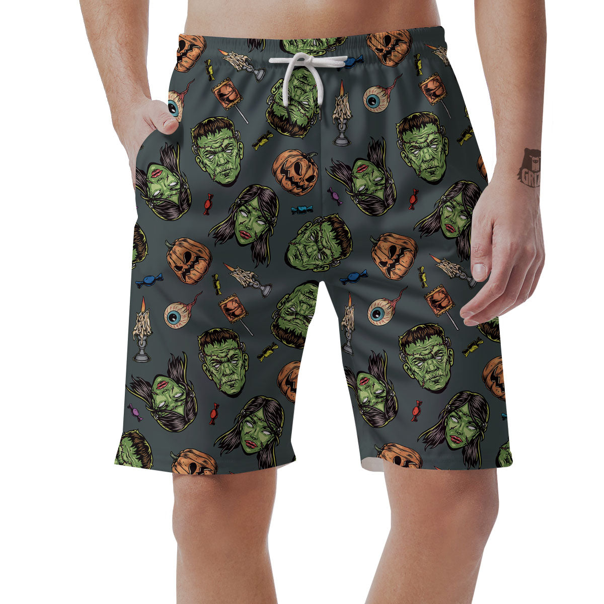 Zombie Halloween Print Pattern Men's Shorts-grizzshop