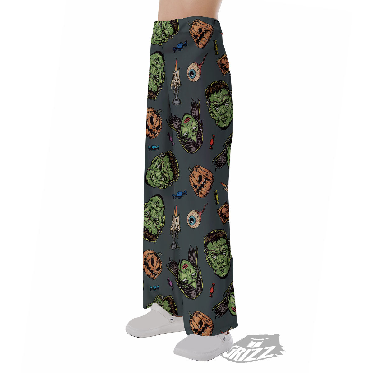 Zombie Halloween Print Pattern Pajama Pants-grizzshop