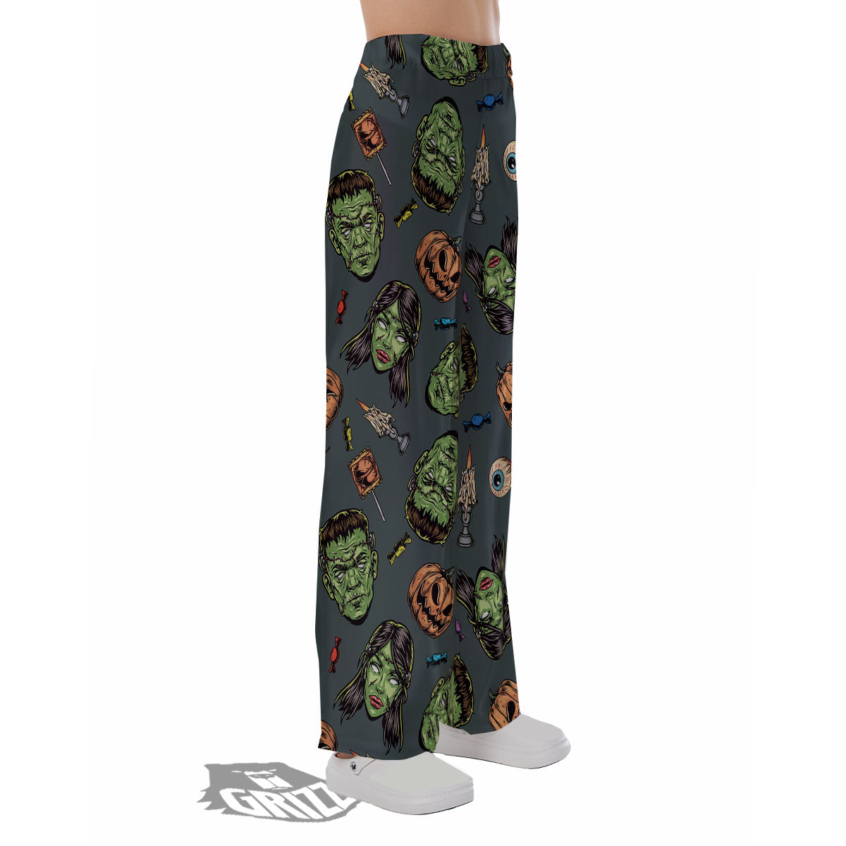 Zombie Halloween Print Pattern Pajama Pants-grizzshop