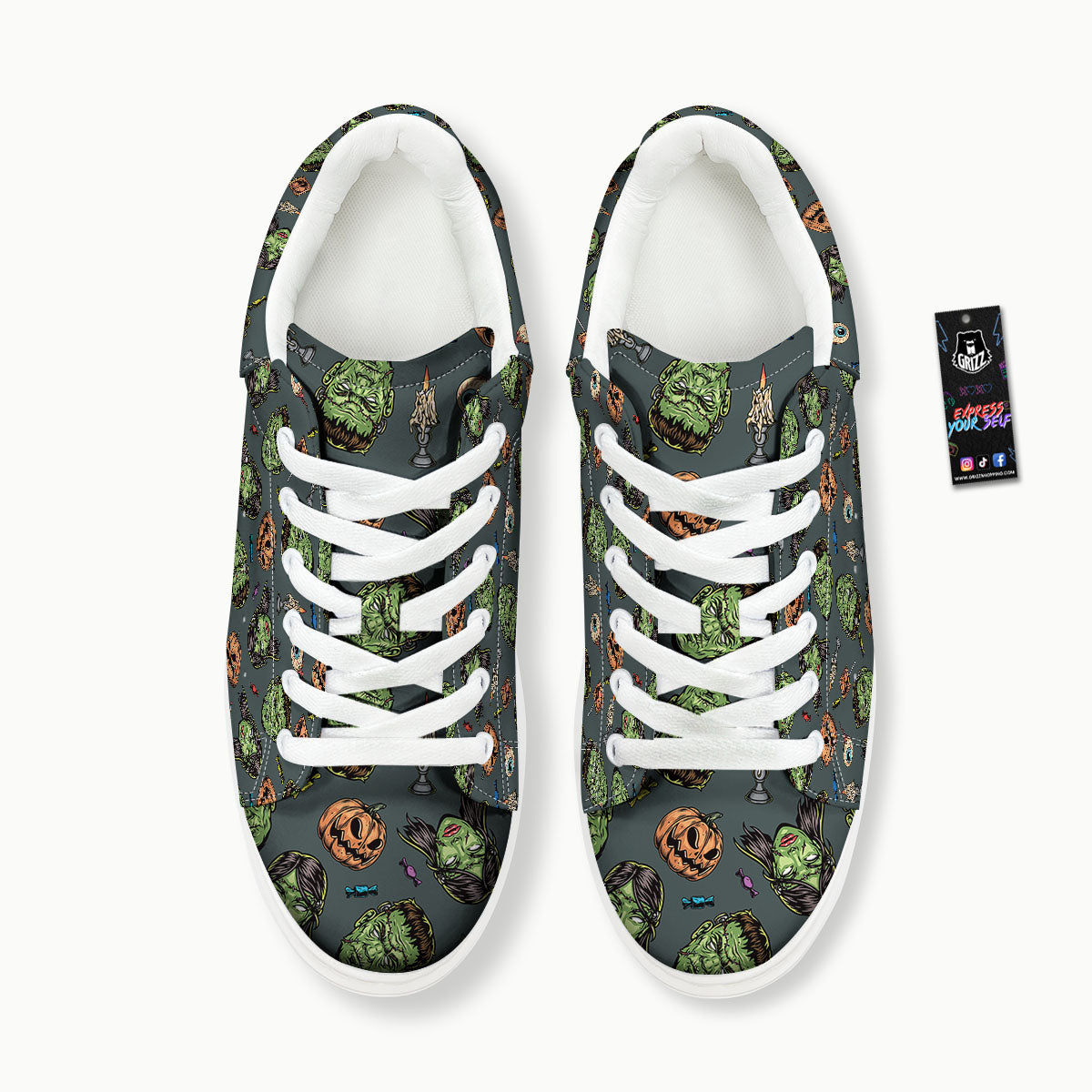 Zombie Halloween Print Pattern Platform Shoes-grizzshop