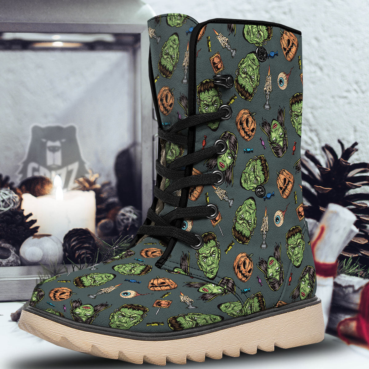 Zombie Halloween Print Pattern Snow Boots-grizzshop