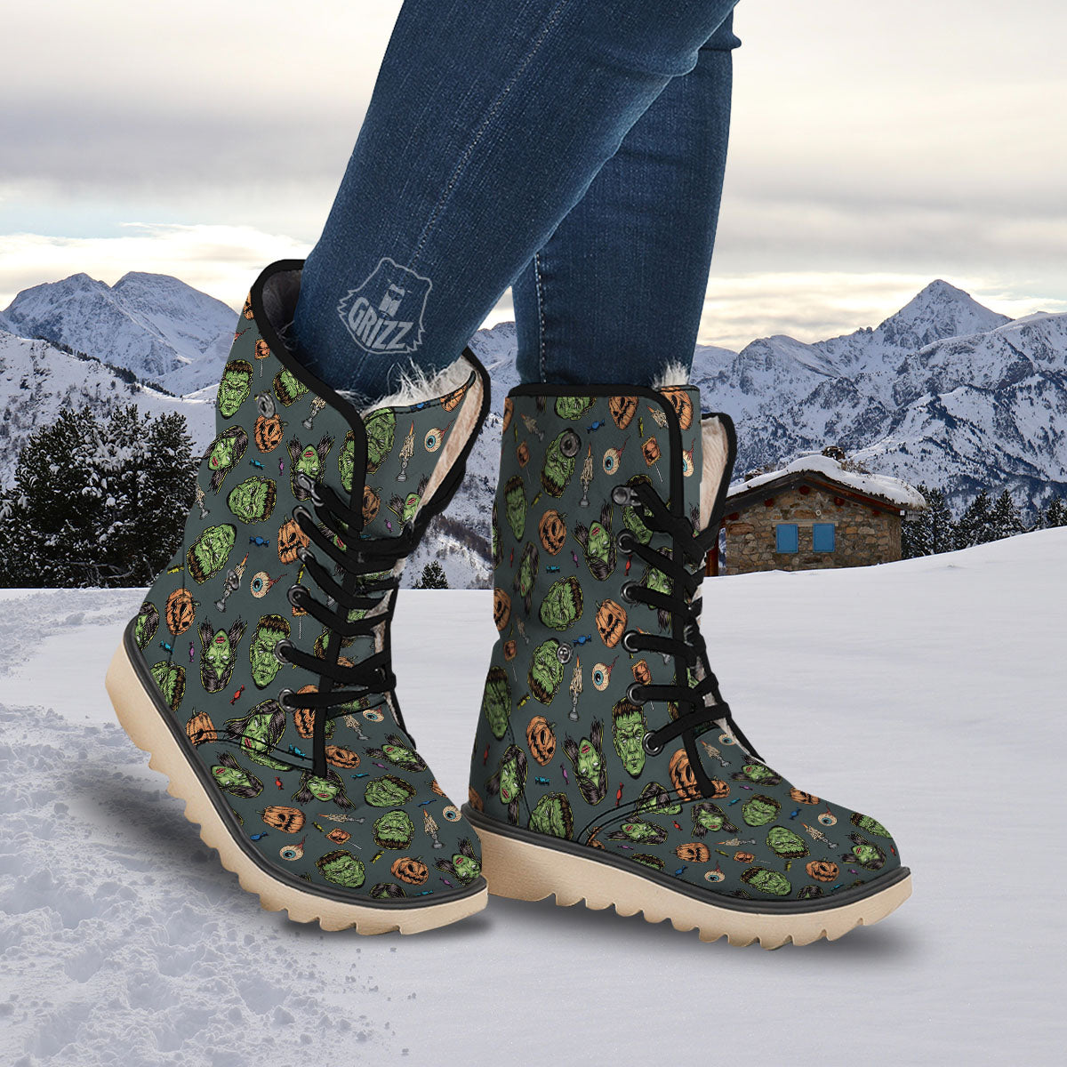 Zombie Halloween Print Pattern Snow Boots-grizzshop
