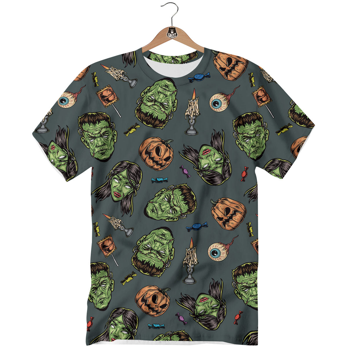 Zombie Halloween Print Pattern T-Shirt-grizzshop