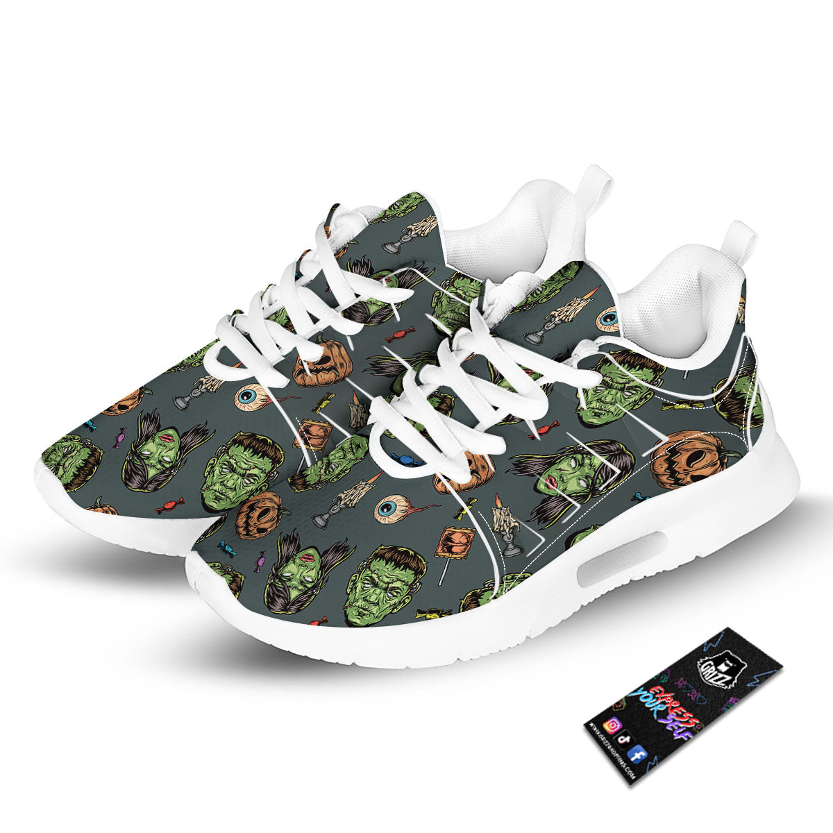 Zombie Halloween Print Pattern Tennis Shoes-grizzshop