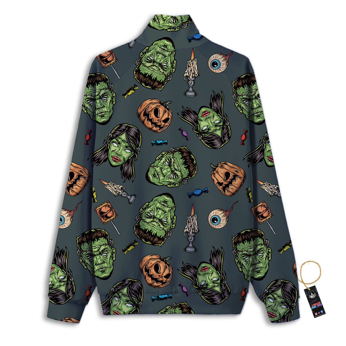 Zombie Halloween Print Pattern Track Jacket-grizzshop