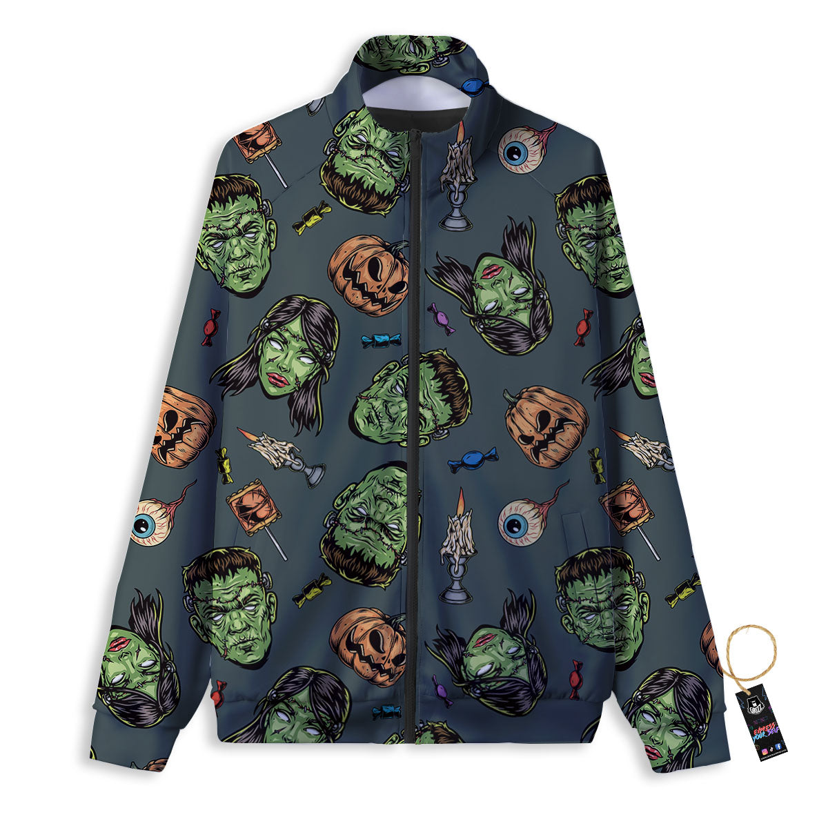 Zombie Halloween Print Pattern Track Jacket-grizzshop
