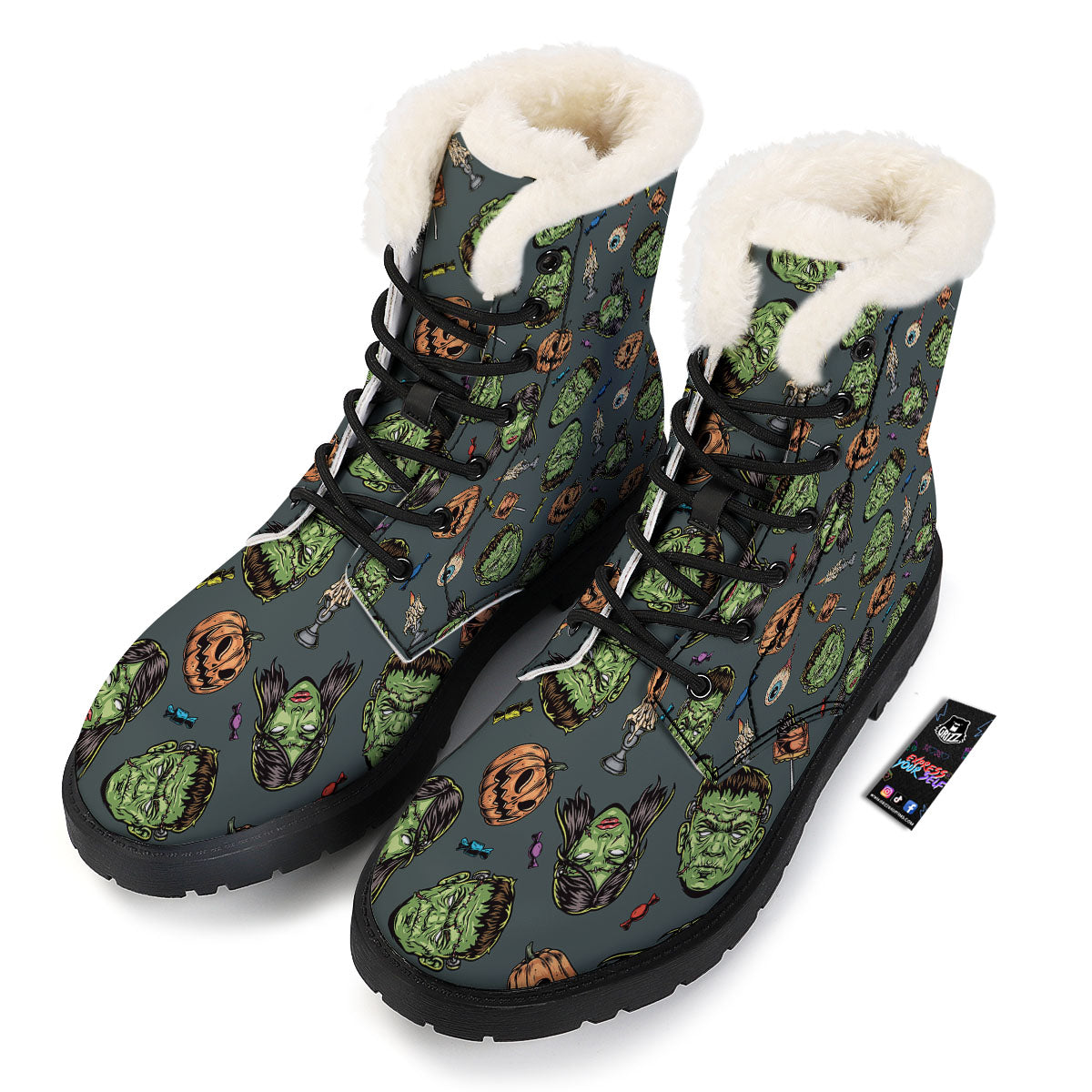 Zombie Halloween Print Pattern Winter Boots-grizzshop