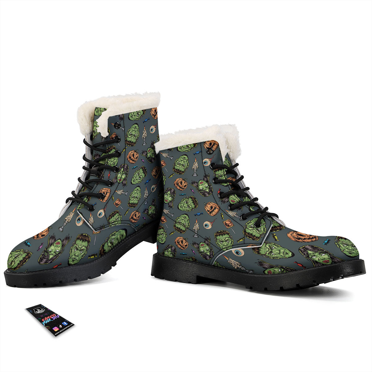 Zombie Halloween Print Pattern Winter Boots-grizzshop