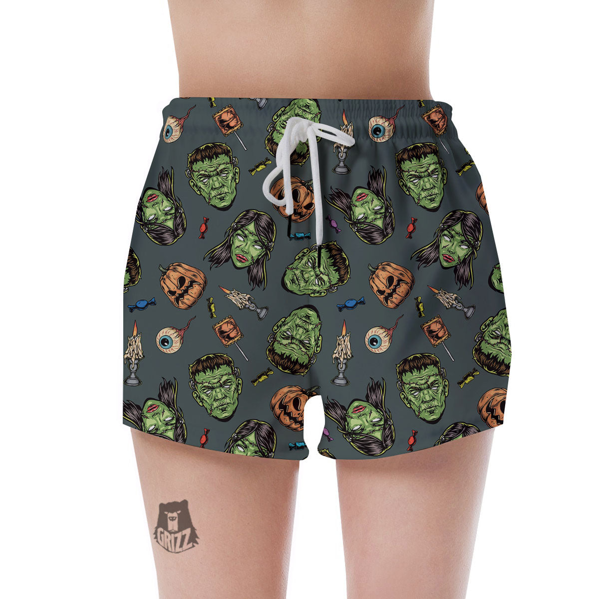 Zombie Halloween Print Pattern Women's Shorts-grizzshop