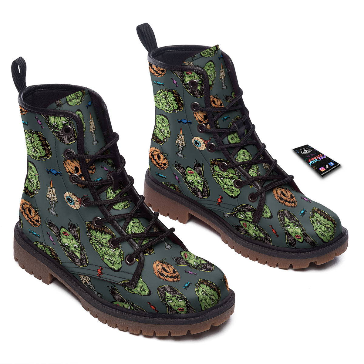 Zombie Halloween Print Pattern Work Boots-grizzshop