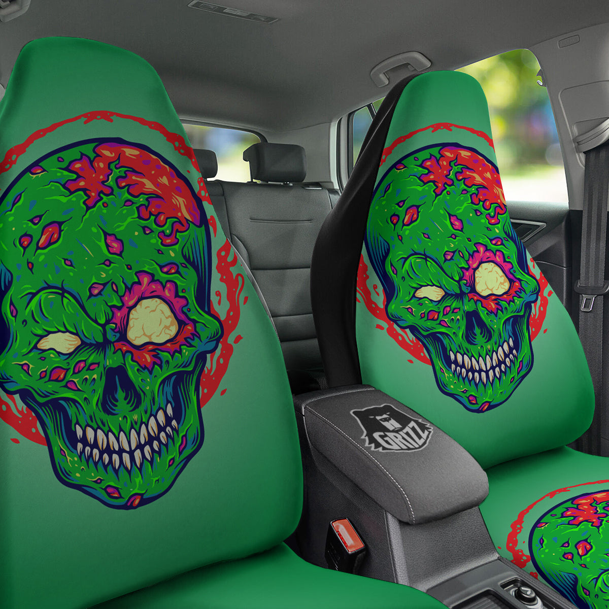 Zombie Halloween Skull Print Car Seat Covers-grizzshop