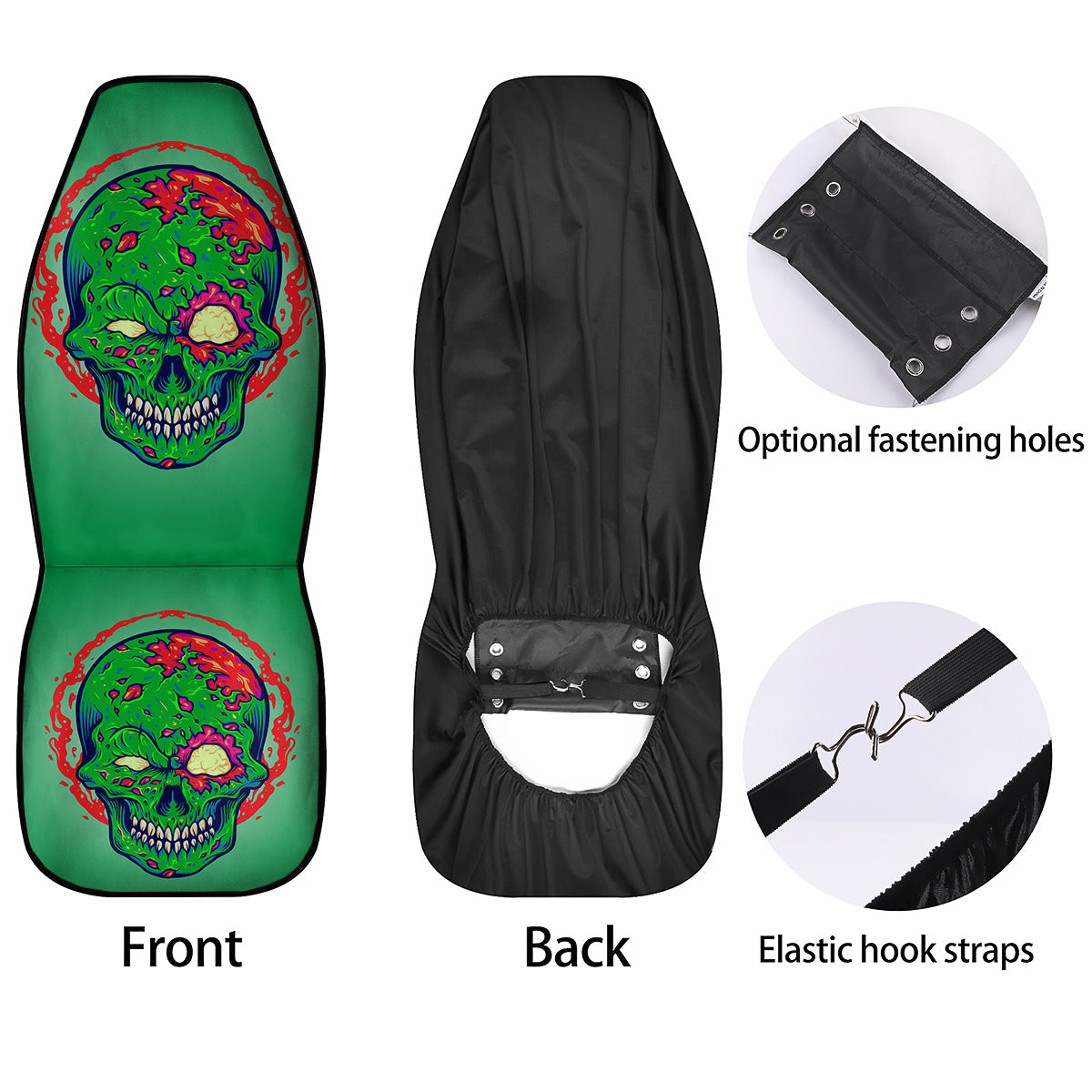 Zombie Halloween Skull Print Car Seat Covers-grizzshop