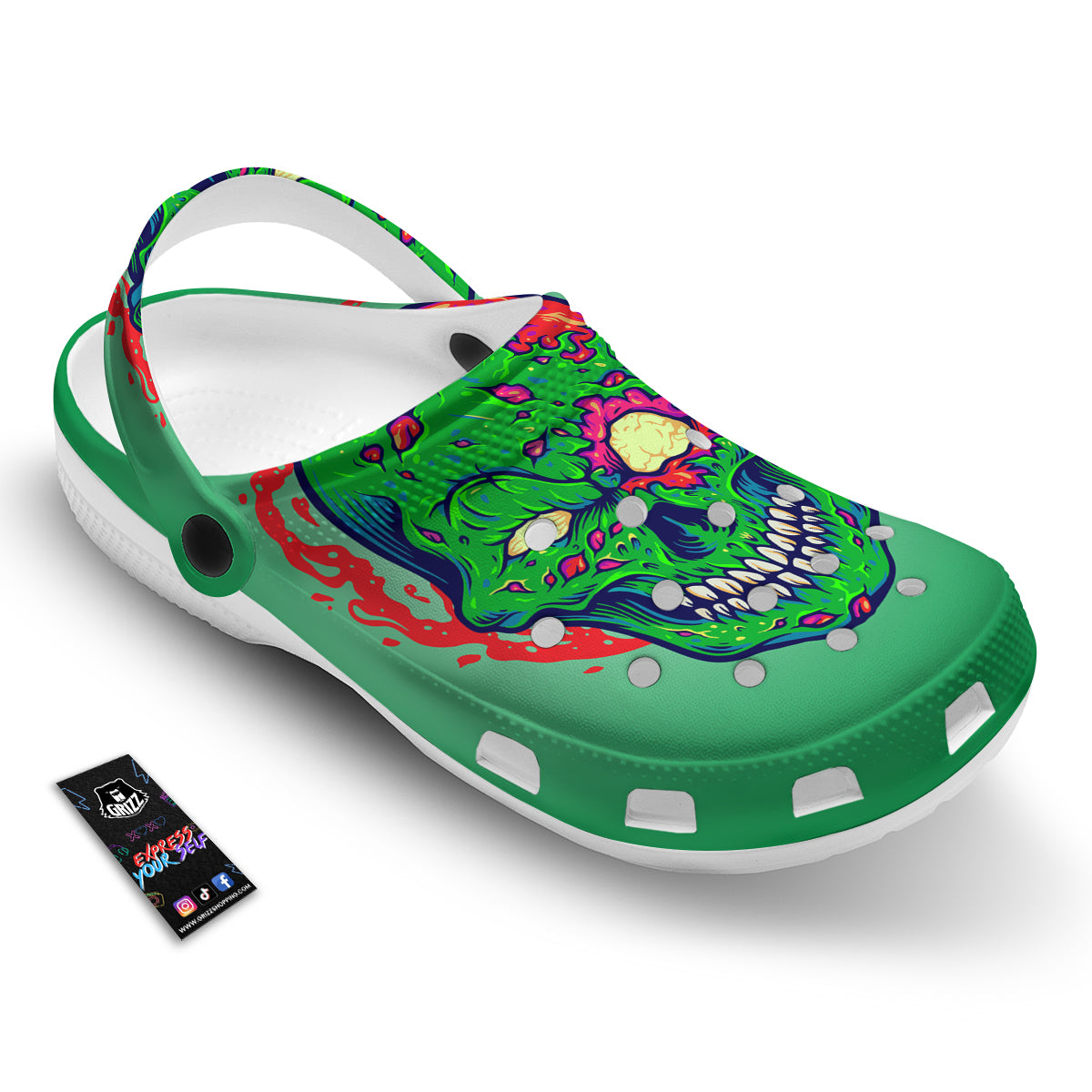 Zombie Halloween Skull Print Clog-grizzshop