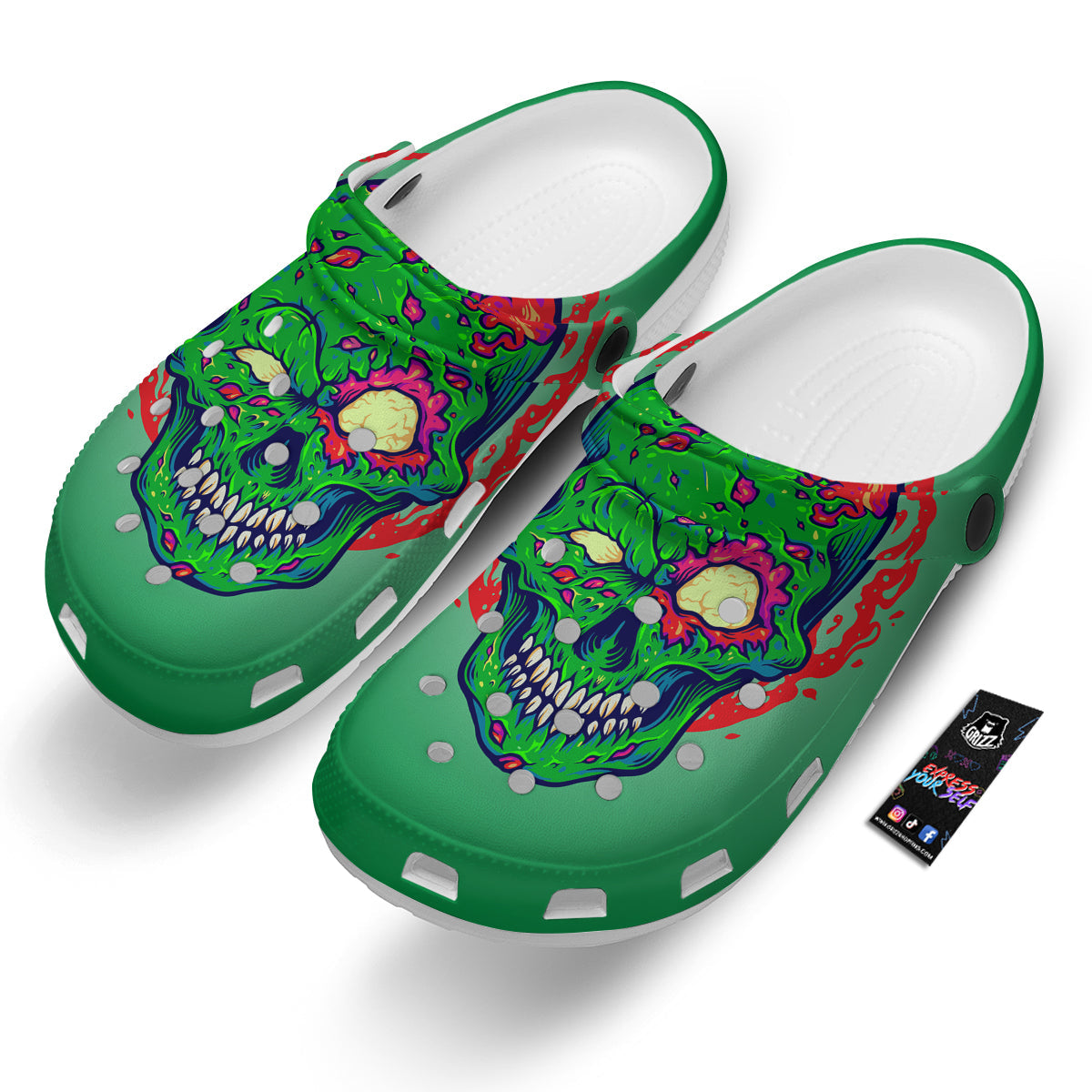 Zombie Halloween Skull Print Clog-grizzshop