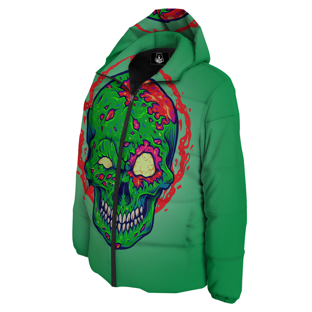 Zombie Halloween Skull Print Down Jacket-grizzshop