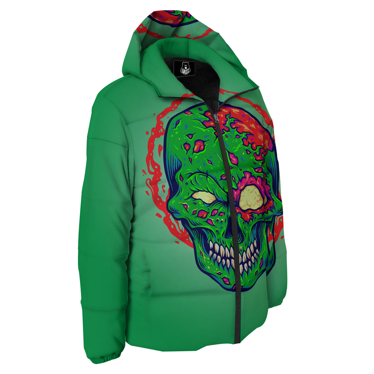 Zombie Halloween Skull Print Down Jacket-grizzshop