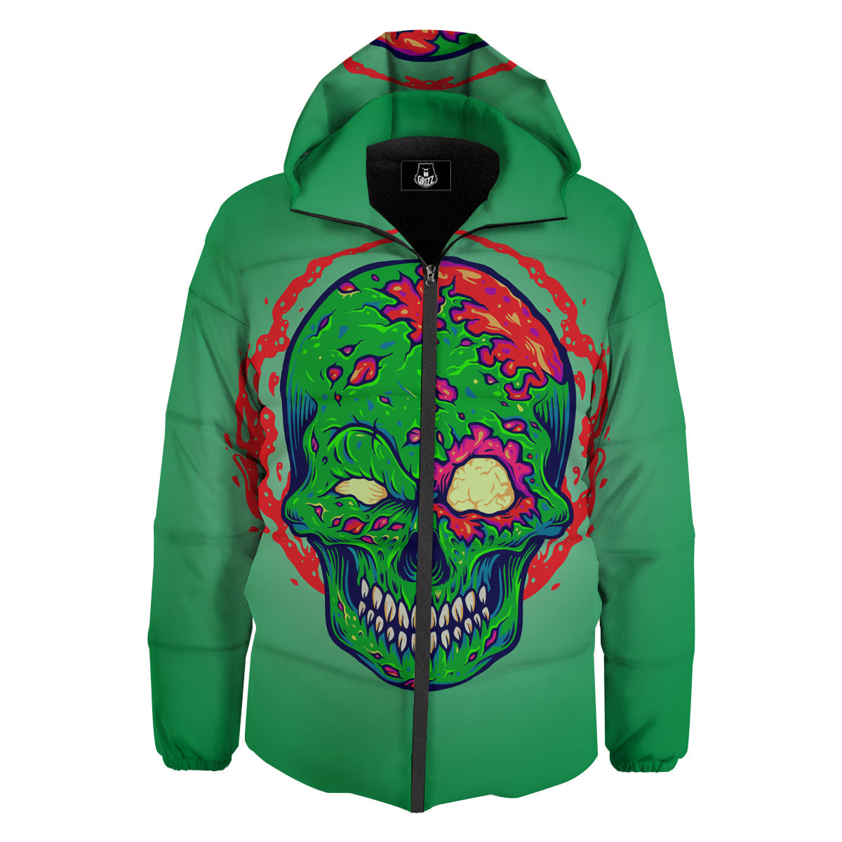 Zombie Halloween Skull Print Down Jacket-grizzshop