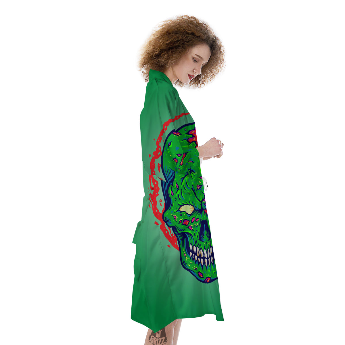 Zombie Halloween Skull Print Kimono-grizzshop