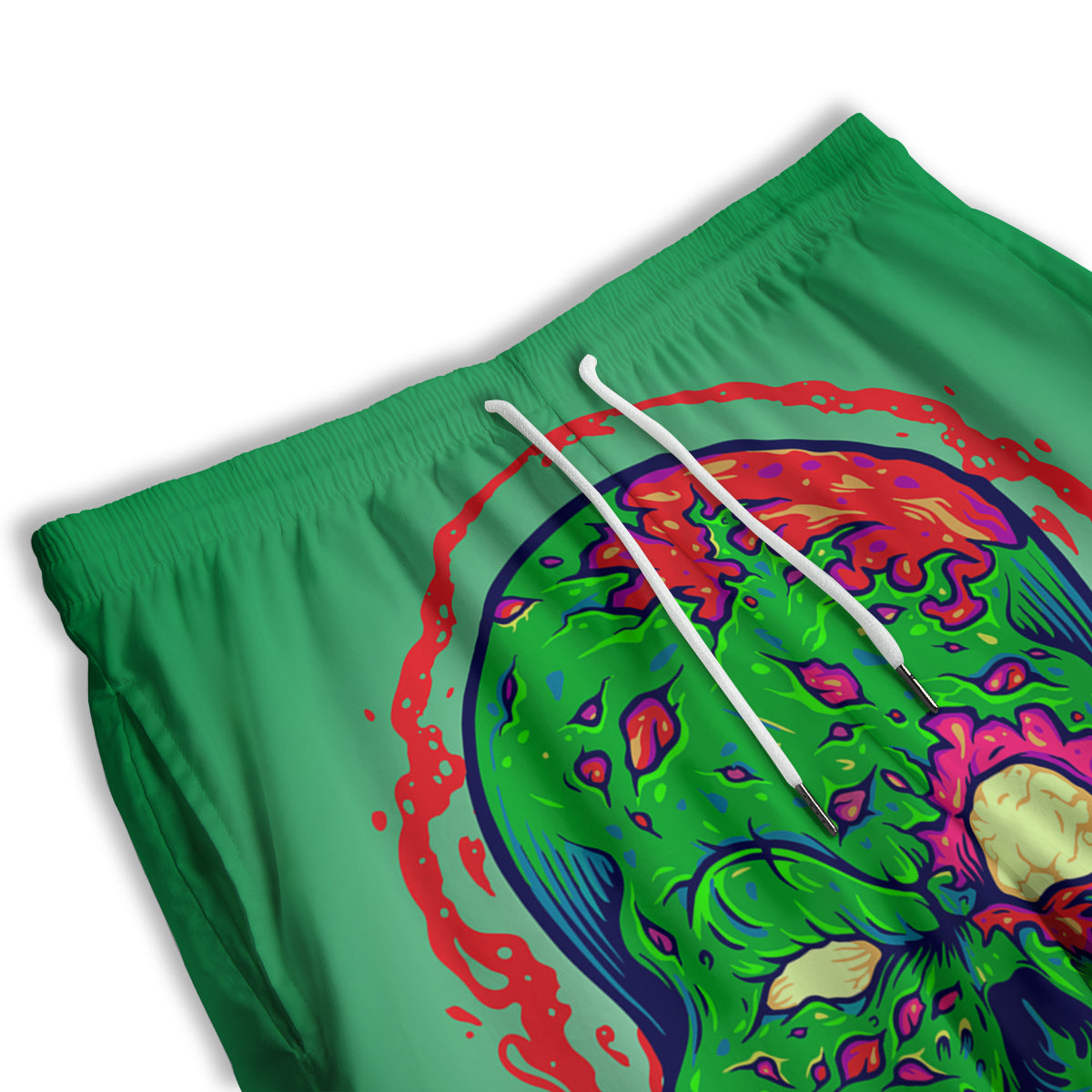 Zombie Halloween Skull Print Men's Athletic Shorts