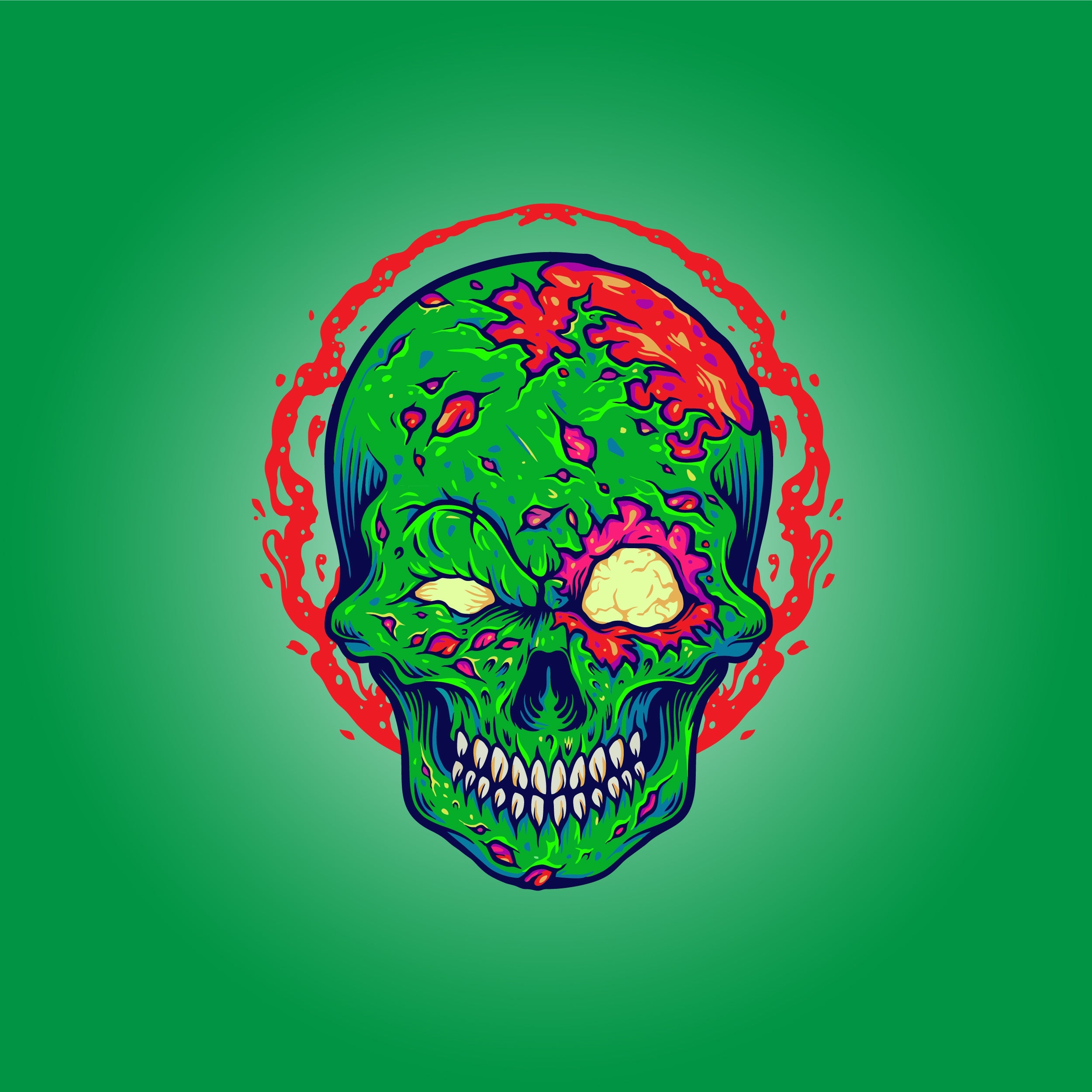 Zombie Green Print Pattern Mesh Shorts