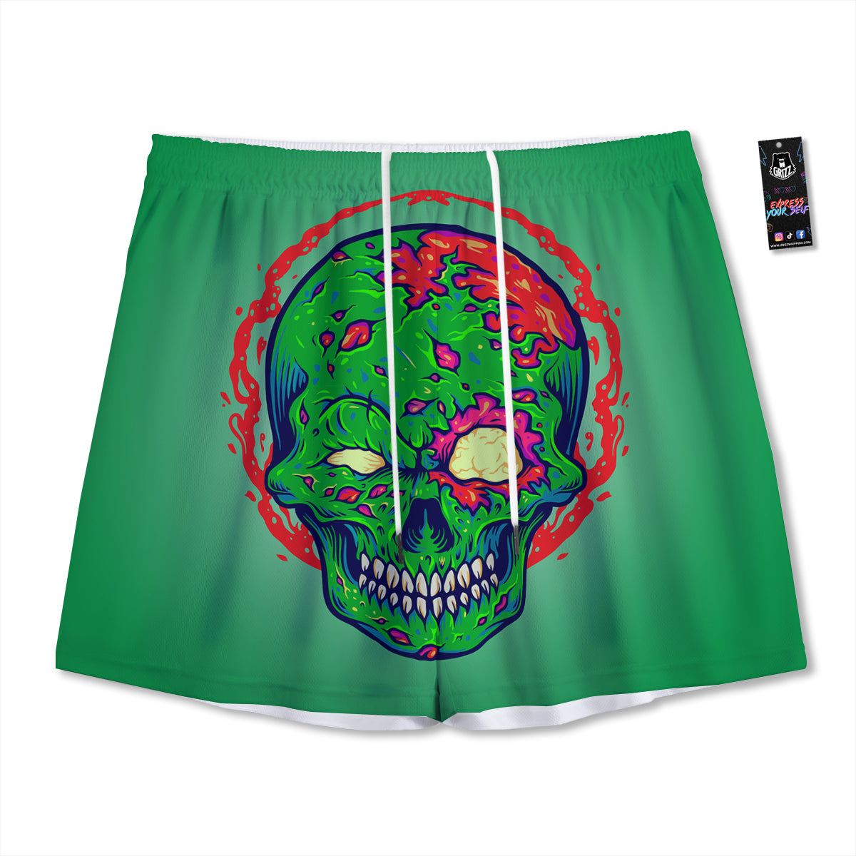 Zombie Green Print Pattern Mesh Shorts