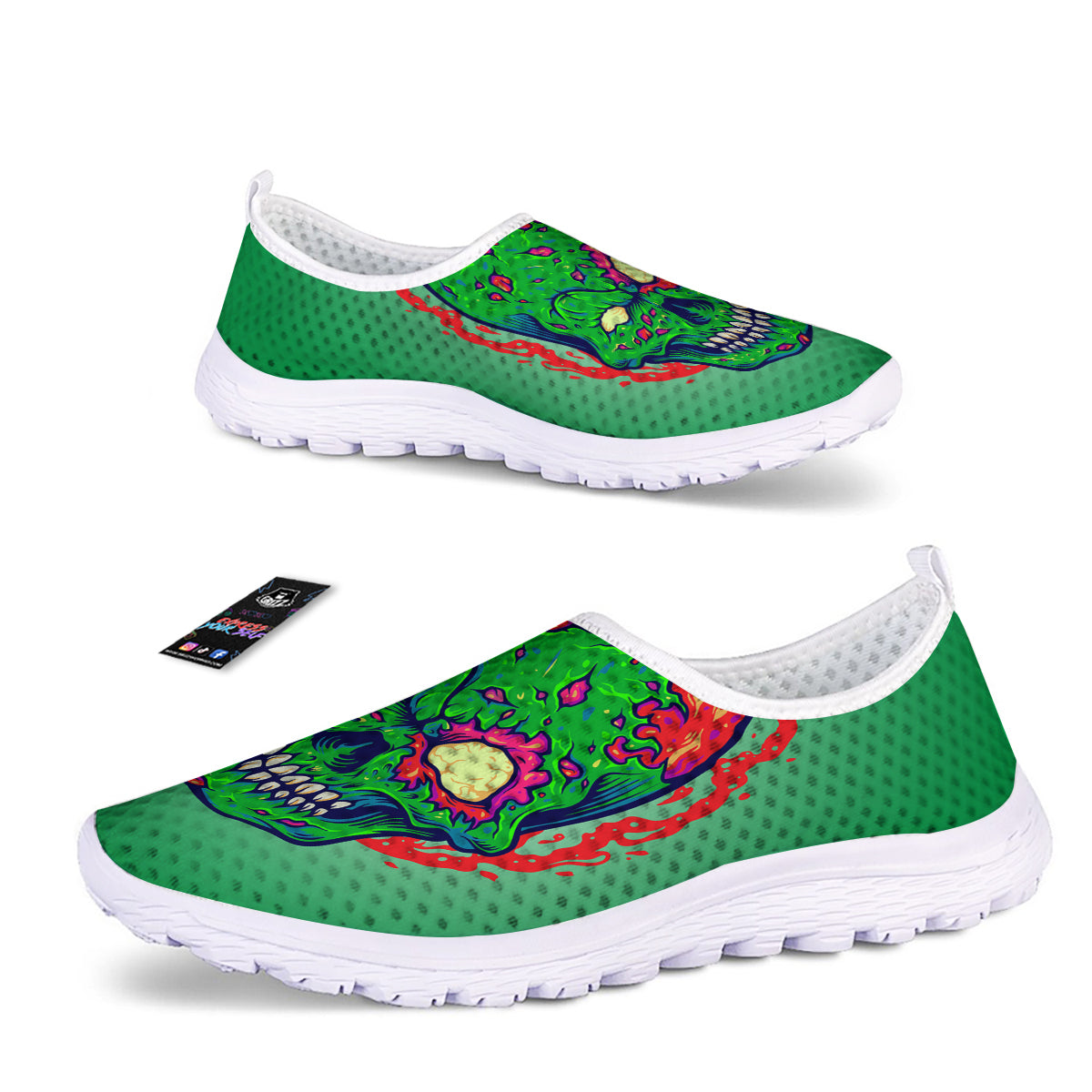 Zombie Halloween Skull Print Nurse Shoes-grizzshop