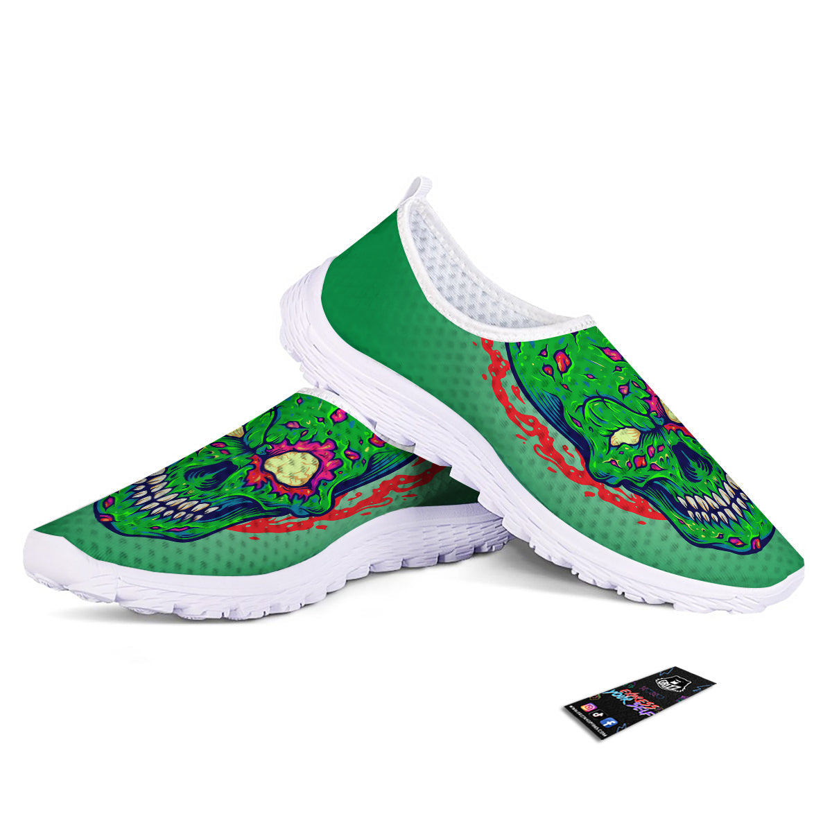 Zombie Halloween Skull Print Nurse Shoes-grizzshop