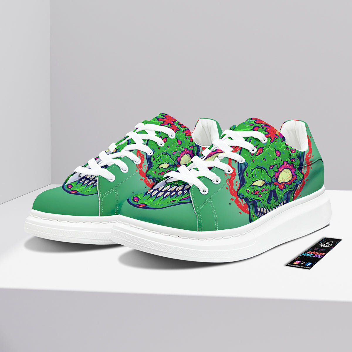Zombie Halloween Skull Print Platform Shoes-grizzshop