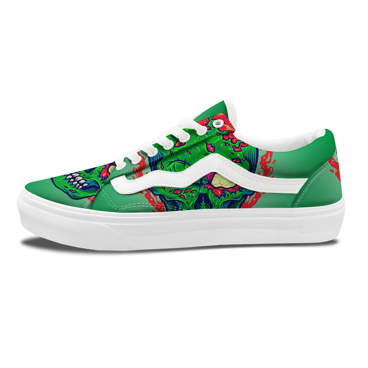 Zombie Halloween Skull Print Skate Shoes-grizzshop