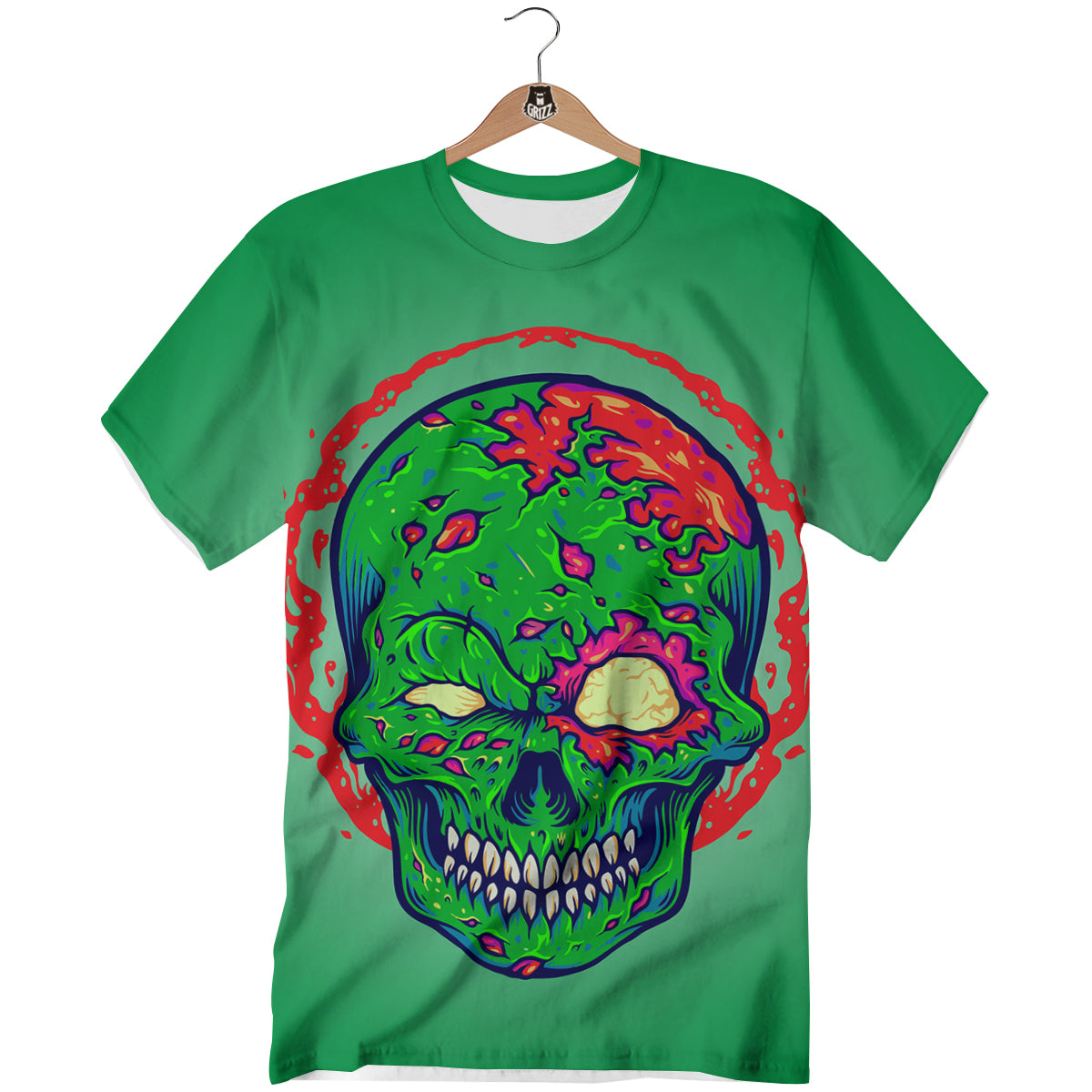 Zombie Halloween Skull Print T-Shirt-grizzshop
