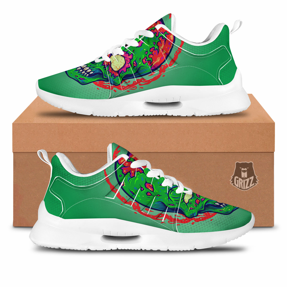 Zombie Halloween Skull Print Tennis Shoes-grizzshop