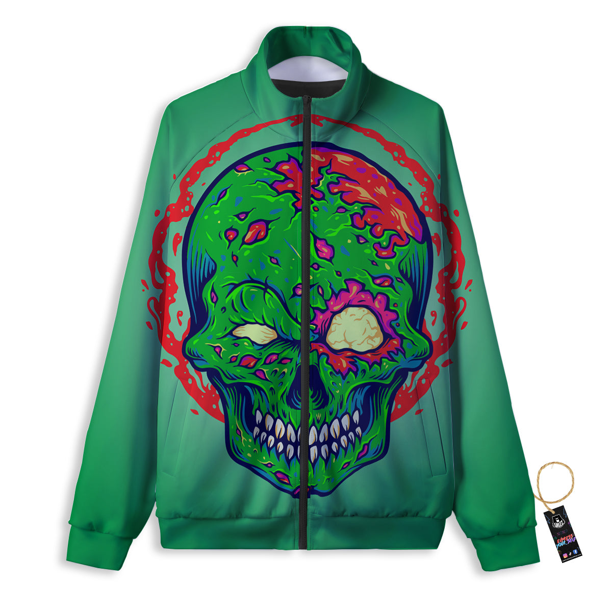 Zombie Halloween Skull Print Track Jacket-grizzshop