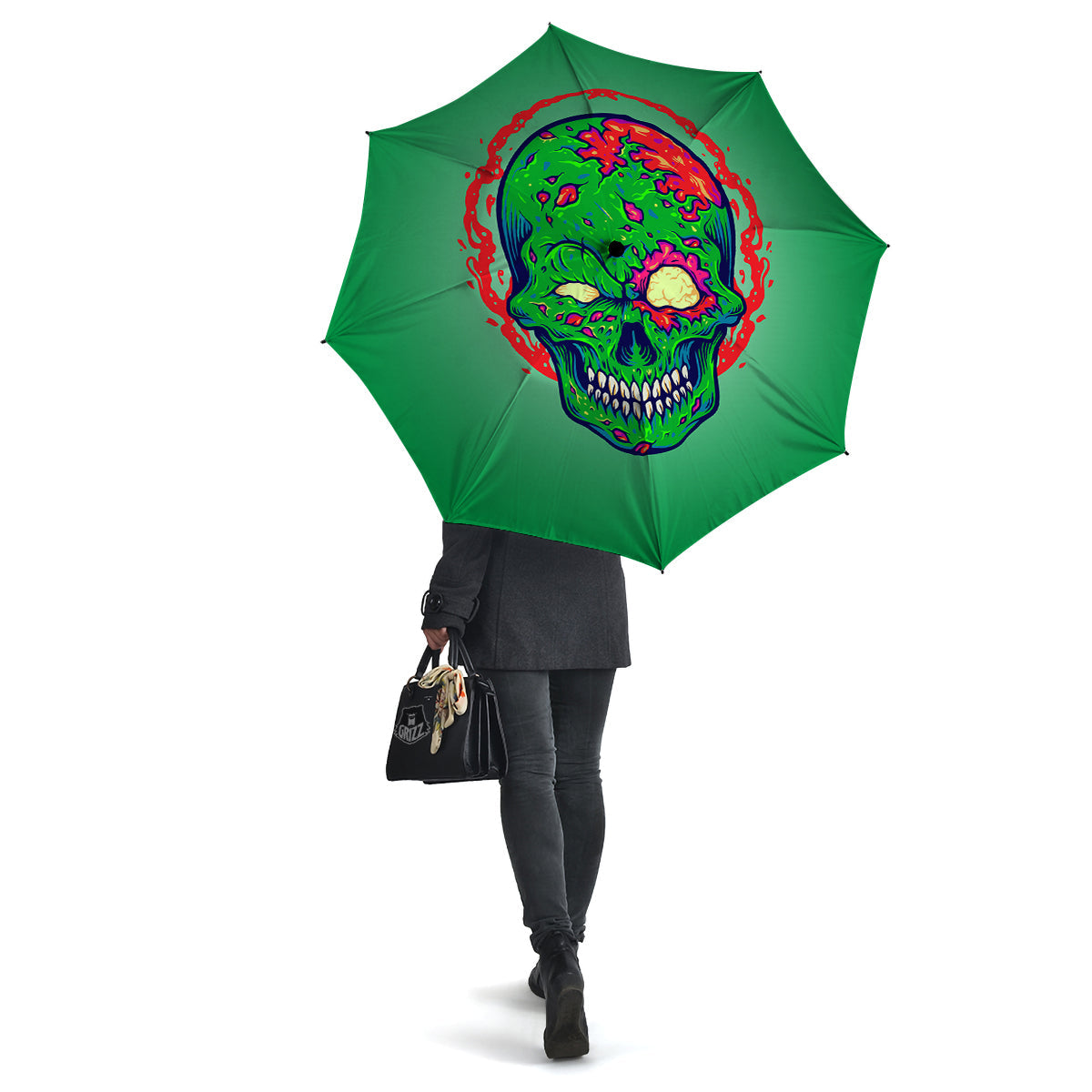Zombie Halloween Skull Print Umbrella-grizzshop